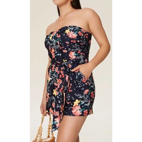 Great Jones Blue Floral Strapless Romper XXL - Picture 4 of 5